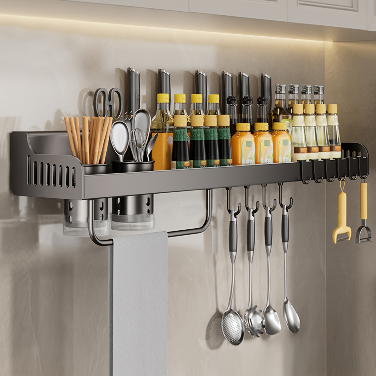 Stainless Steel Multipurpose Kitchen Rack, Wall Mount