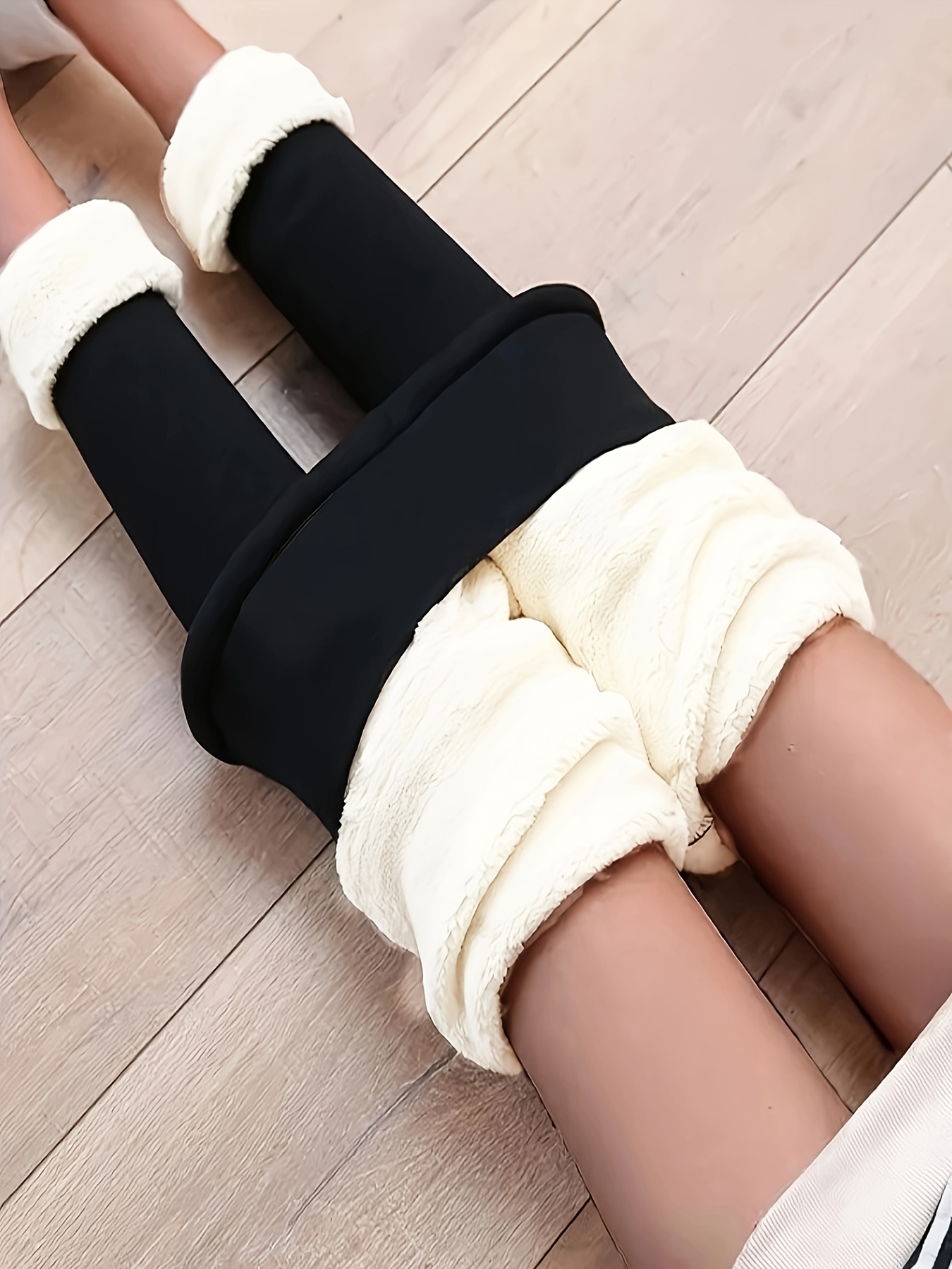 Solid Fleece Skinny Leggings Casual High Waist Thermal - Temu Canada