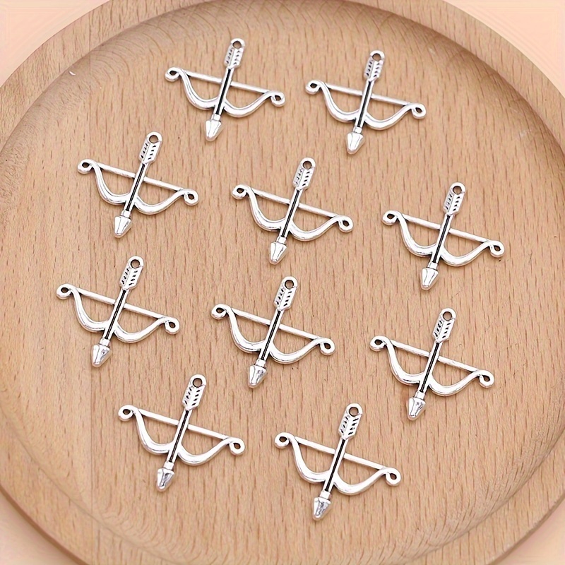 

10pcs Silver Plated Bow And Arrow Charms Cupid Arrow Pendants For Jewelry Making Diy Necklace Bracelet Earrings Key Chain Accessories Valentine's Day