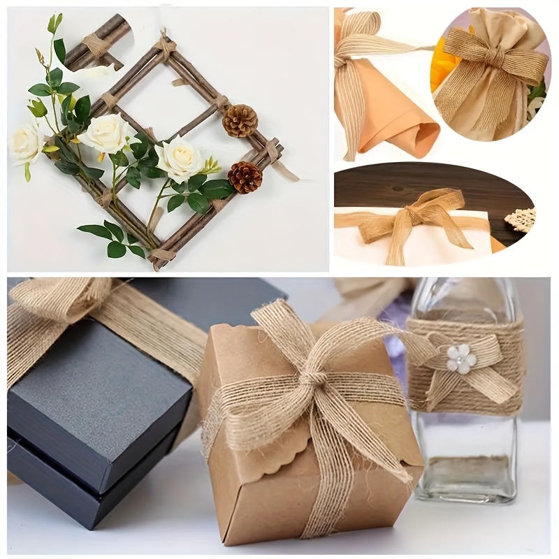 10M Natural Velvet Jute Burlap Ribbon Gift Bow Crafts DIY Wedding