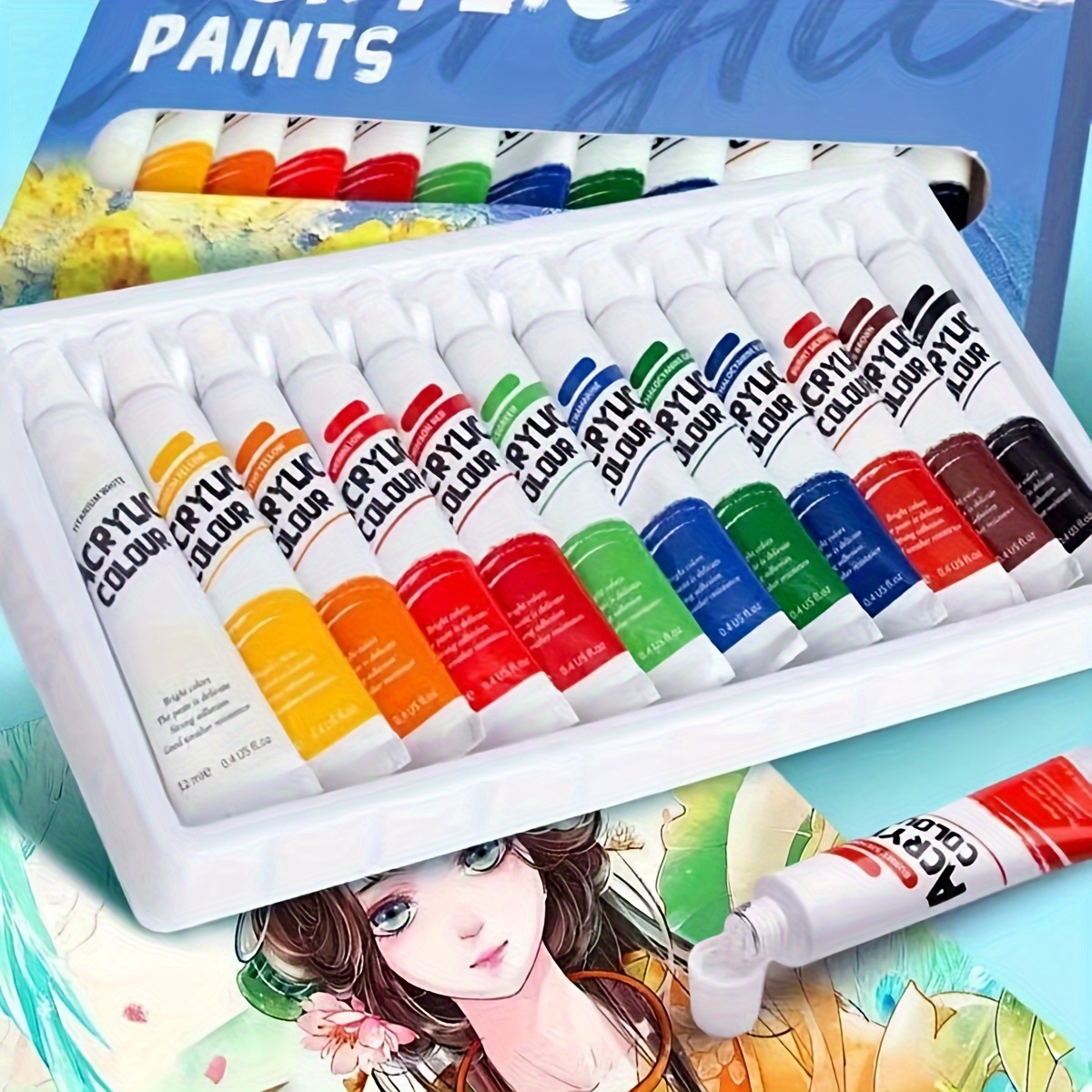 Acrylic Paints Set Fabric Paint 12 Colors Hand Painted Wall Painting  Textile Paint Brightly Colored Art Supplies