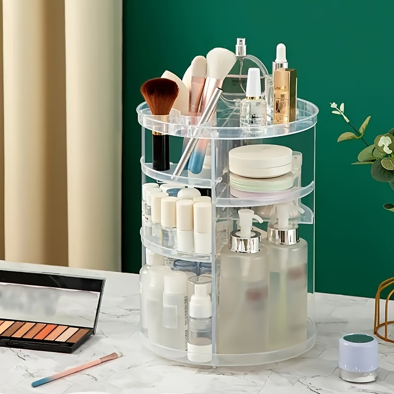 Makeup Organizer Rotating Brush Holder Clear Cosmetic Organizer Storage  Display Box - Green