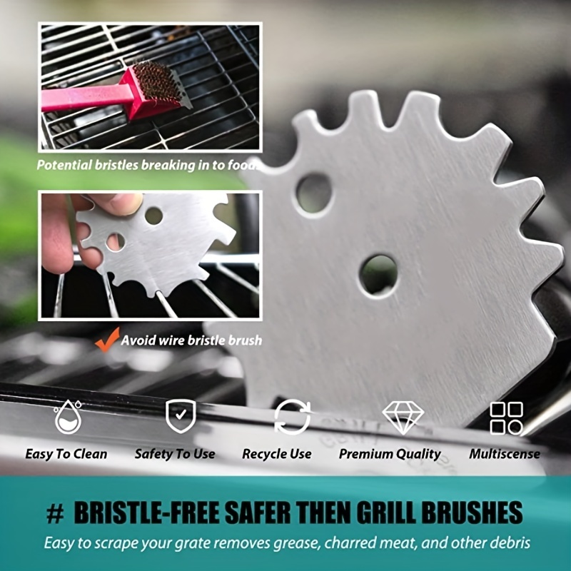 Grill Brush Bristle Free - Safe BBQ Griddle Brush with Scraper