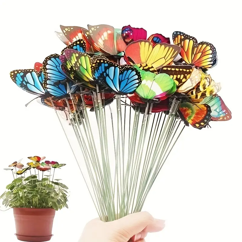 Butterfly Stakes Plastic Butterflies On A Stick Plant Flower - Temu