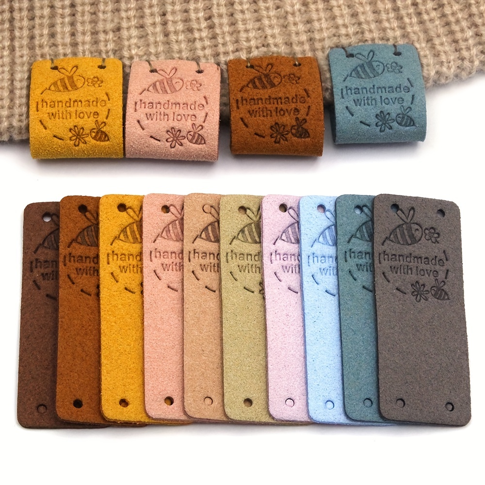 TEHAUX 150pcs Handmade Leather Tag Clothing Handmade Tag Tags for Handmade  Items Handmade Label Tags Label Knitting Accessories Labels for Crochet