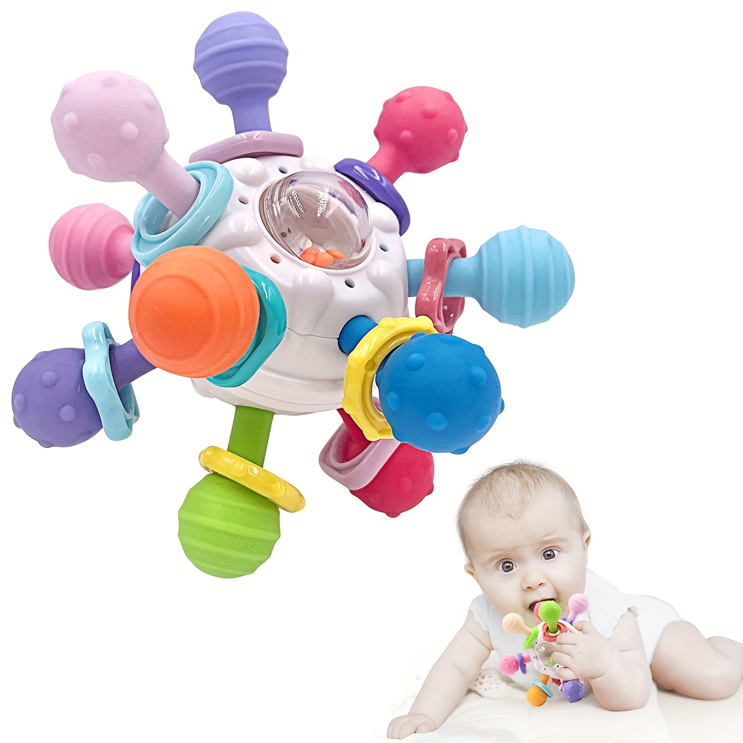 

Baby Montessori Toy Baby Teething Teether Toys 6 To 12 Months: Teether Toys For Baby 6-12 Months | Baby Toys 0 To 6 Months Baby Teething Ball Toy 0-3 Month Rattle Infant Toys For 0-3-6-12 Months Baby,