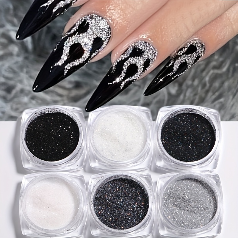 Holographic Nails Glitter Powder, 6boxes Neon Shining Nail Art Pigment  Powder for Nails Art Decoration