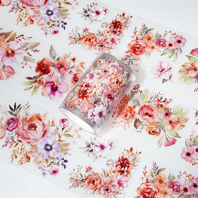 Flower Crystal Pet Tape Floral Transparent Decorative - Temu