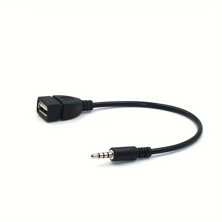 3.5mm AUX to USB Audio Cable, Black Car AUX Adapter, USB Headphone Converter, Male to Female, Miniusb Connector, USB Powered, ?36V Operating Voltage, No Battery Required