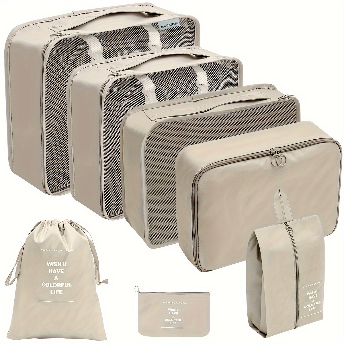 Bolsas de almacenamiento Organizador de equipaje de viaje 6 piezas conjunto  de ropa Embalaje Cubos Bolsas de almacenamiento - China Cubos de viaje y  organizadores de equipaje Juego de bolsas precio