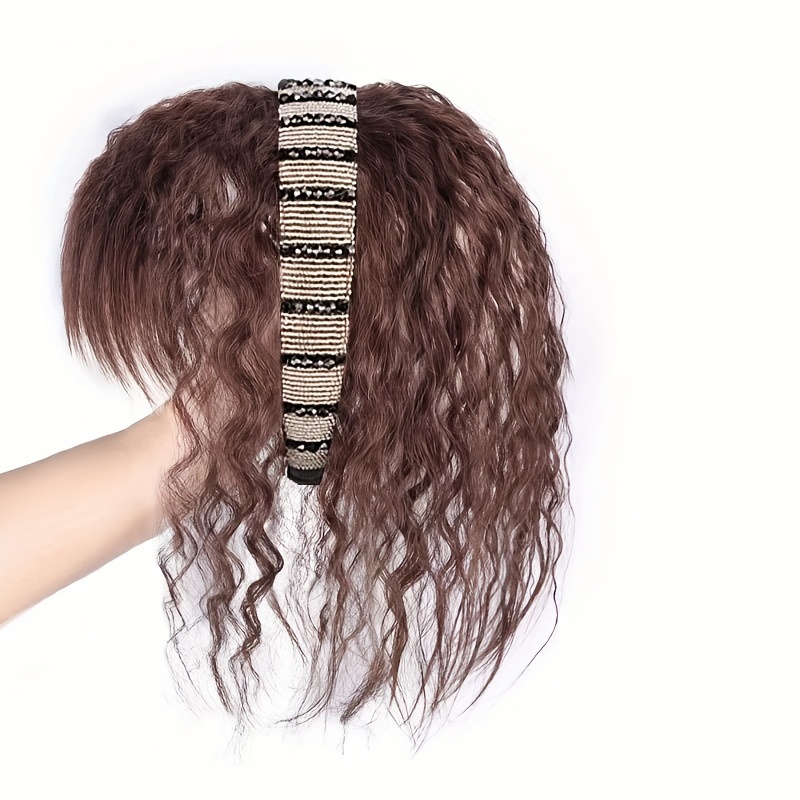 Real Human Hair Topper Bangs Rhinestones Hair Bands Hair Temu