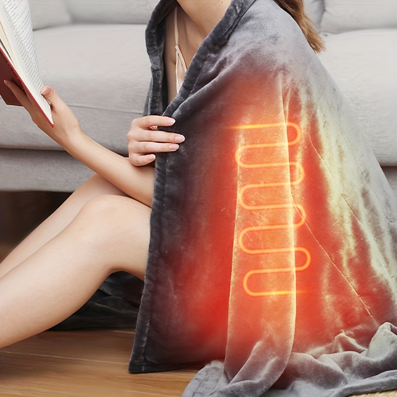 Electric Blanket USB Plush Coral Fleece Wrap Shawl With Zip Wearable Portable  Heated Blanket For Car Office Home Camping - AliExpress
