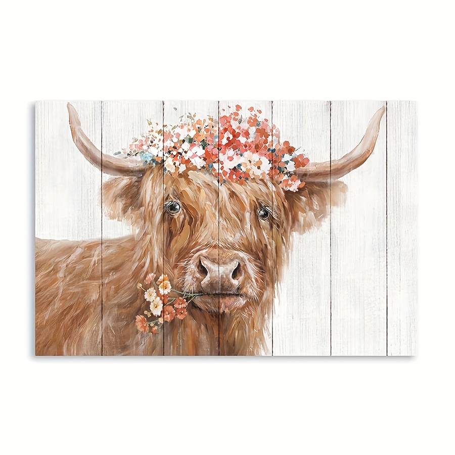 Cute Highland Cow Print Decor Kawaii Rustic Farmhouse Wall - Temu Canada