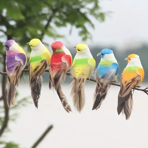 12 Pezzi, Figure Di Uccelli Pettirosso Di Piume Artificiali