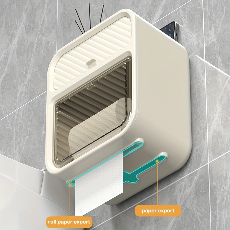 Wall Mounted Tissue Holder, Waterproof Toilet Storage C