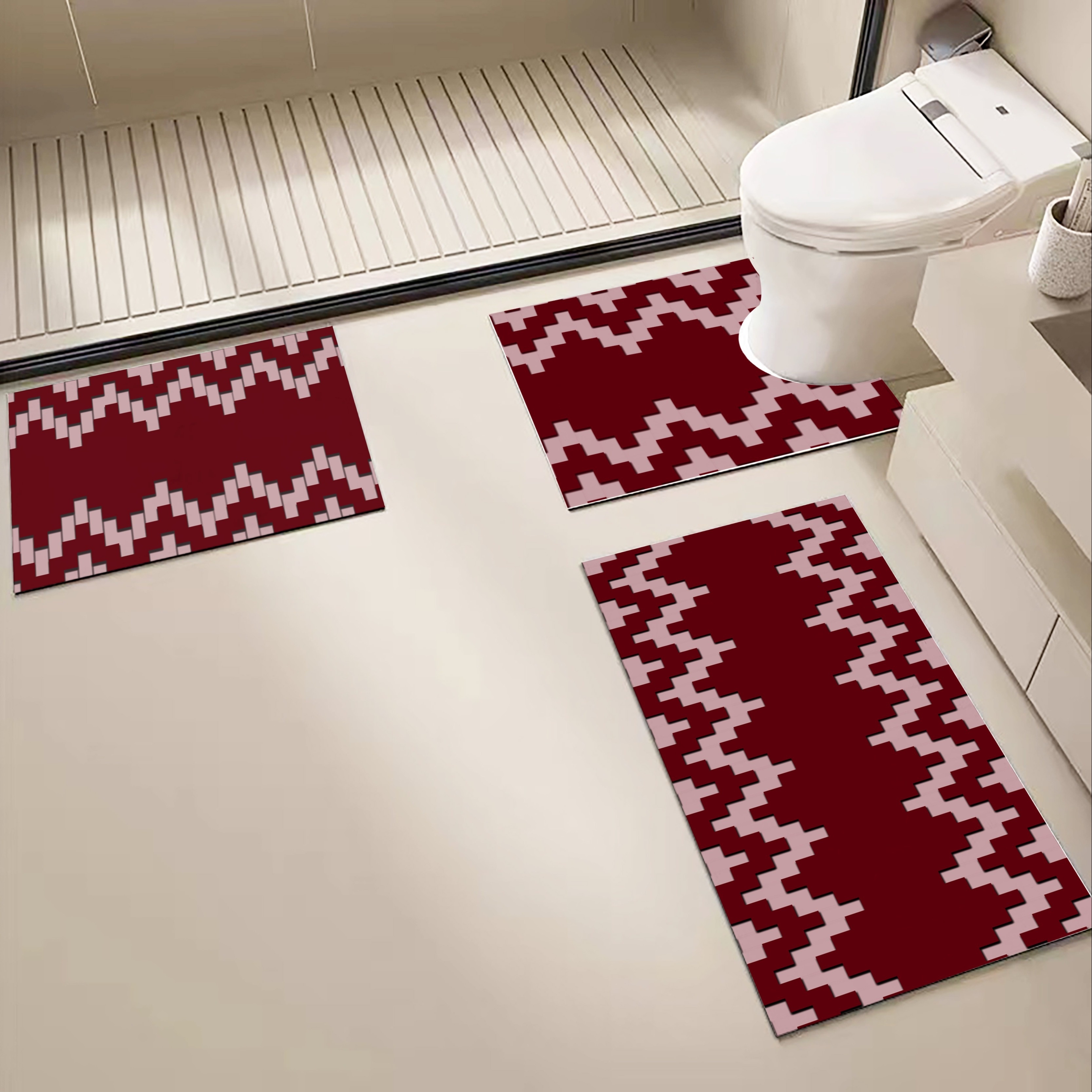 1pc Memory Sponge Bath Mat With Grid Pattern, Non-slip And Moisture-proof