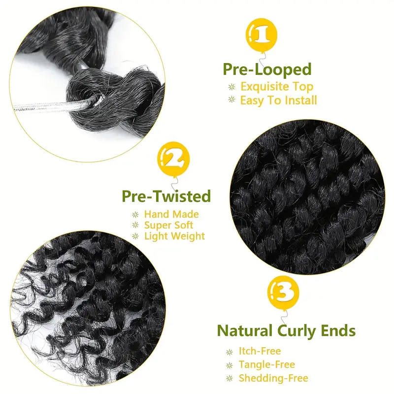 10 Pouces (12 Brins/paquet) Crochet Passion Twist Cheveux Pré-torsadés  Courts Pré-bouclés Tressage Extension De Cheveux Torsion Tressage  Synthétique Noir Perruque 1B # TBUG # - Temu Canada