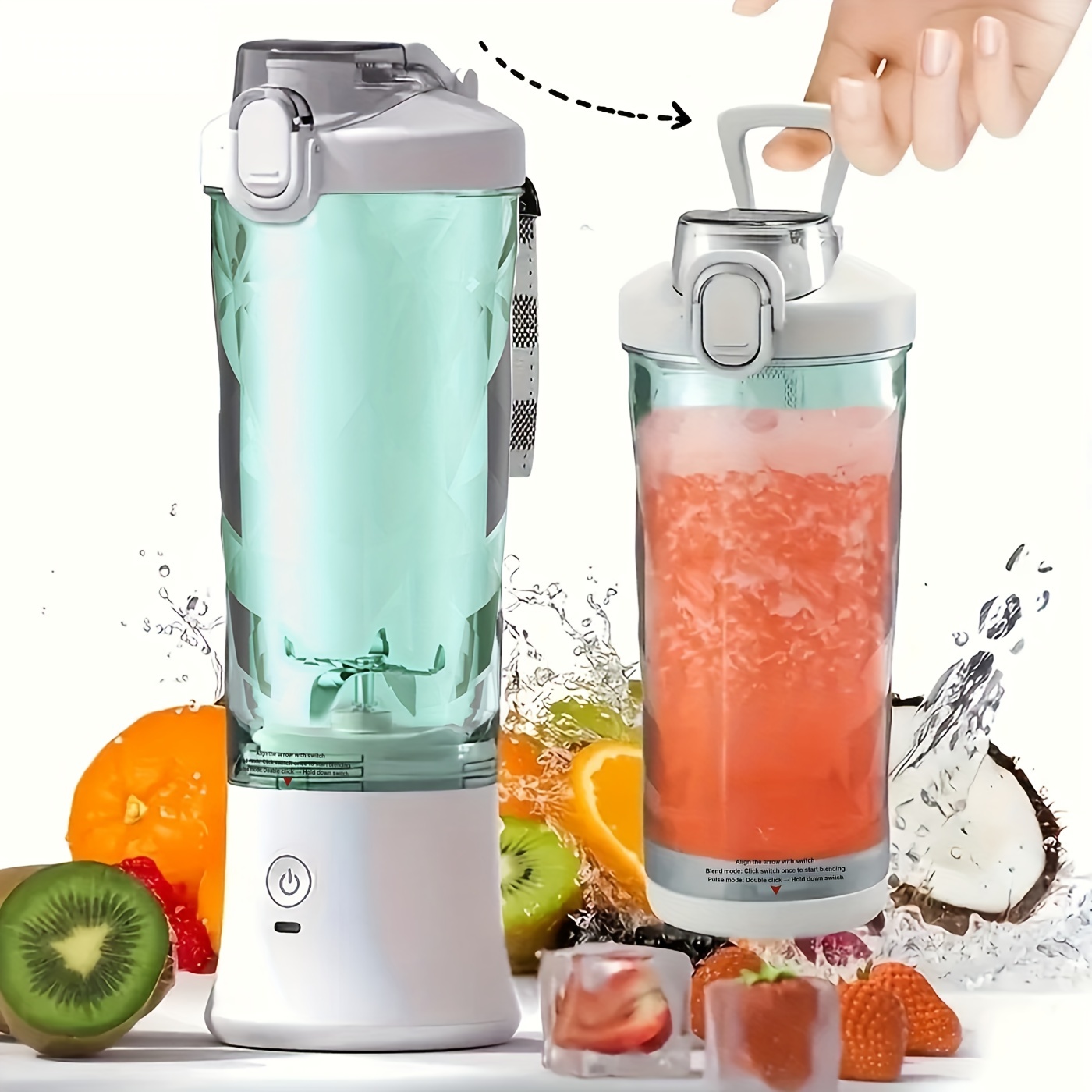 Portable Blender, Electric Juicer Cup Portable High Borosilicate Glass Cup  With Leather Handle, Portable Drinking Port Water Bottle For School Travel  Summer Essential Beach Vacation Essential Back To School Supplies - Temu