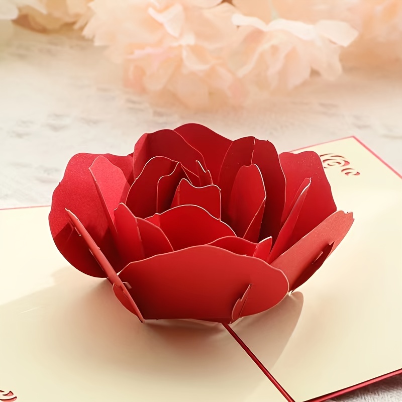 3D Three-dimensional Rose Greeting Card Creative Blessing Handmade