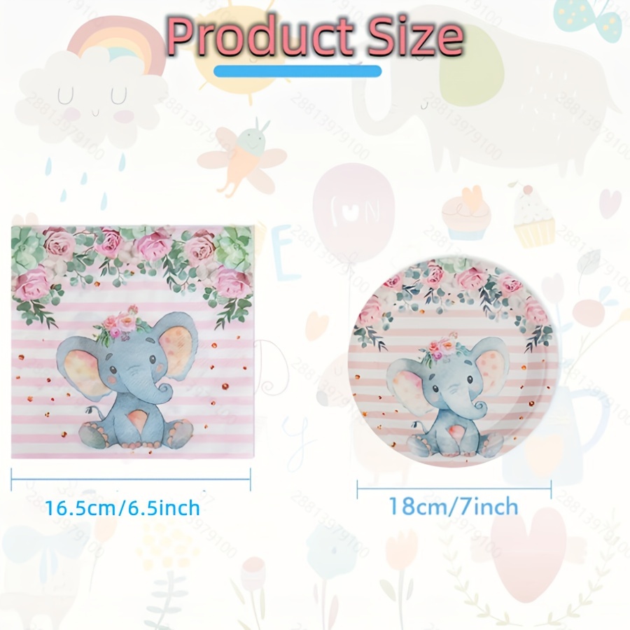 Elephant Baby Shower Decorations 20 Plates 20 Napkins - Temu