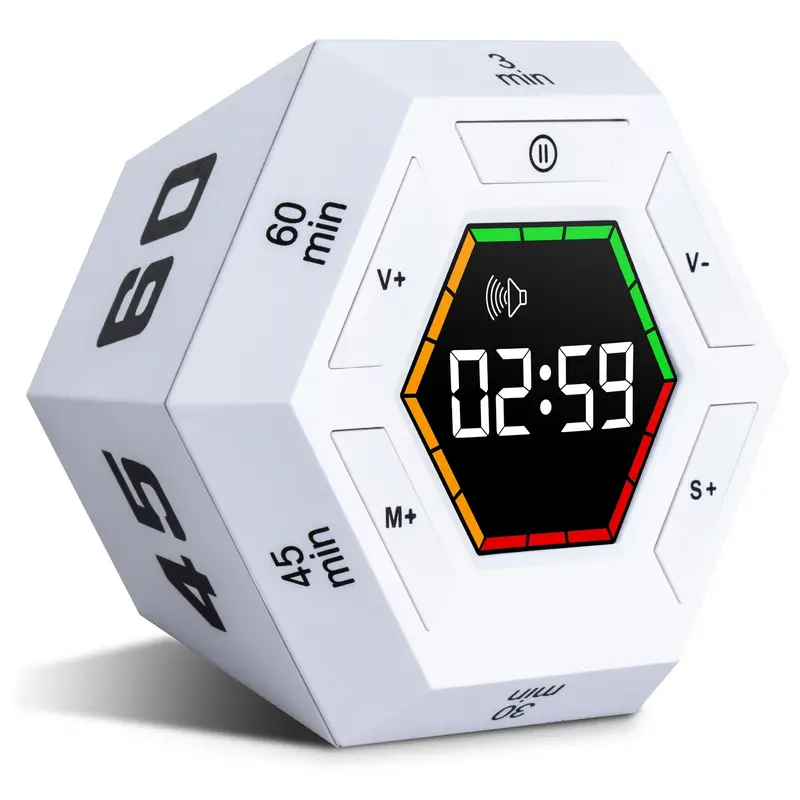 Hexagon Flip Timer Kitchen Digital Timer Smart Study - Temu