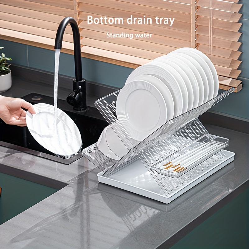 Space Saving Dish Drying Rack With Drip Plate And Utensil Holder - Large  Capacity Dish Drainer For Dishes, Knives, Spoons, And Forks - Kitchen  Supplies - Temu
