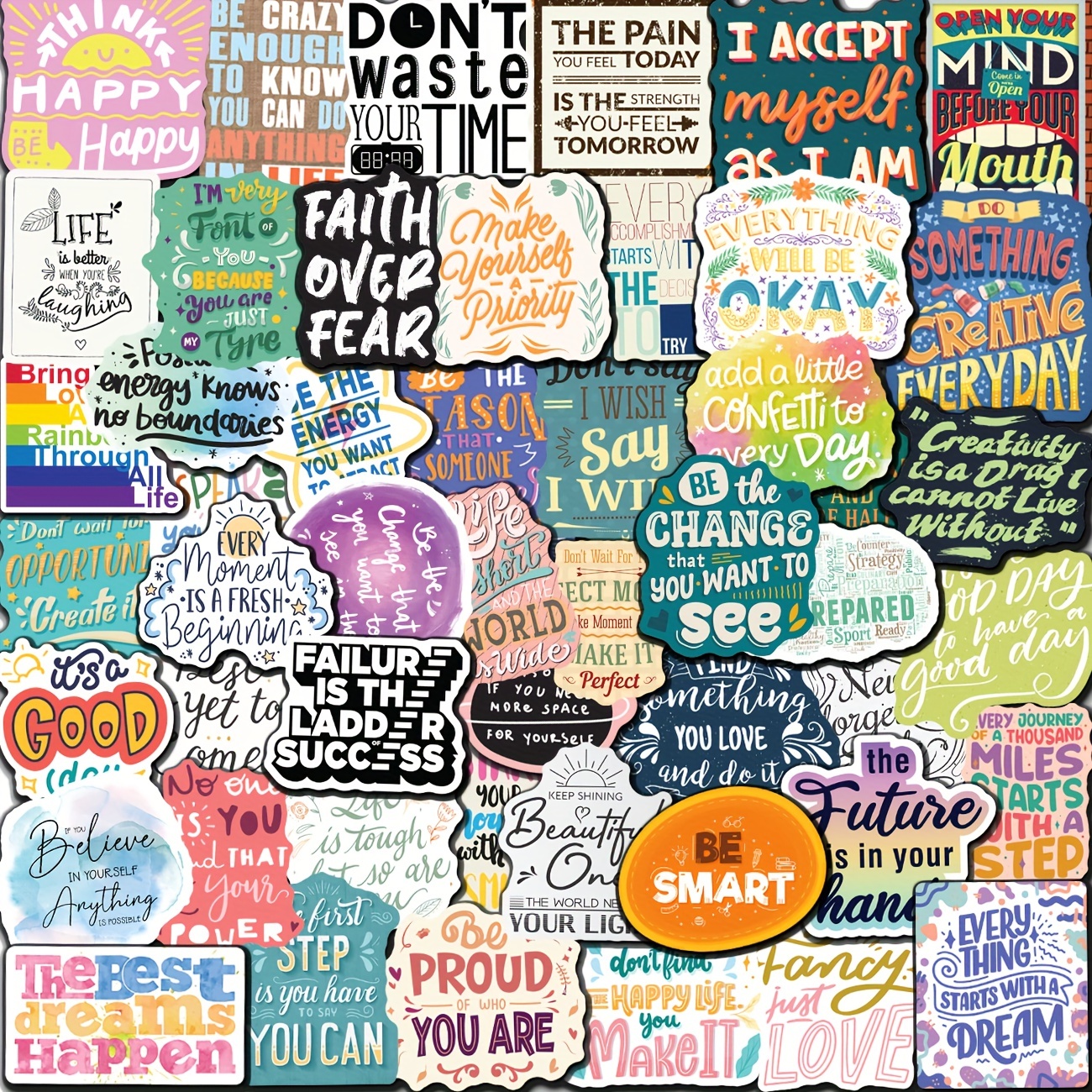 50pcs Inspirational Quote Stickers For Teens, Motivational Planner Stickers  For Adults Women, Scrapbook Stickers, Positive Affirmation Stickers For Bo