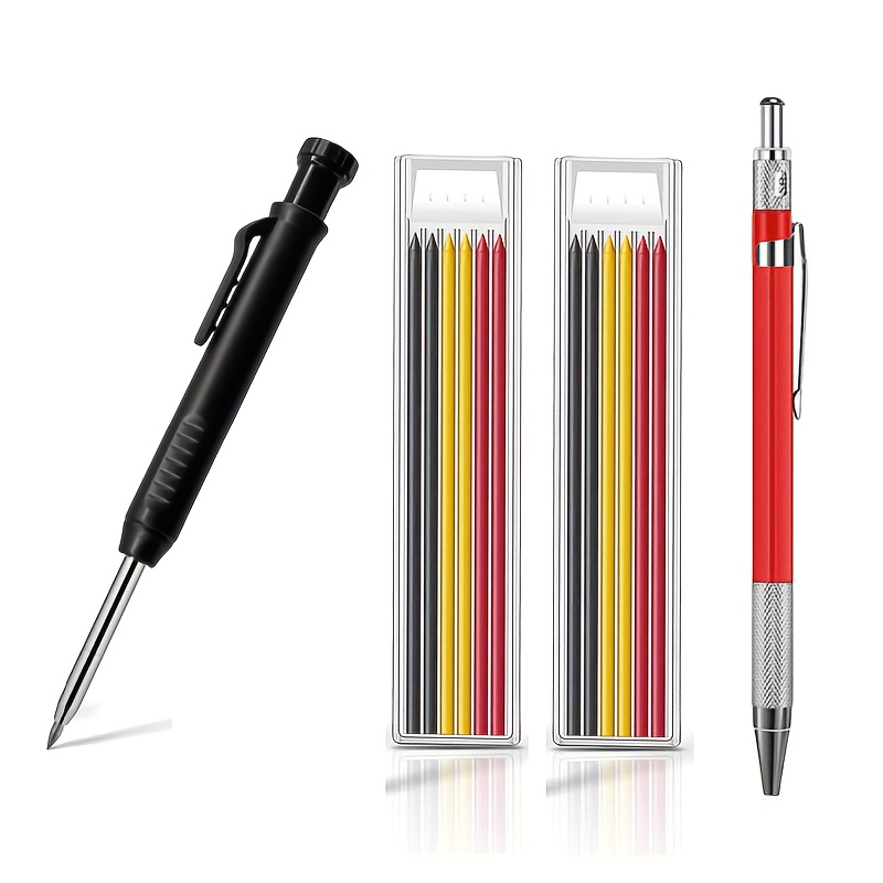 Solid Carpenter Pencil Set With Built-in Sharpener Mechanical Pencil  Scriber Woodworking Pencil Mechanical Pencil