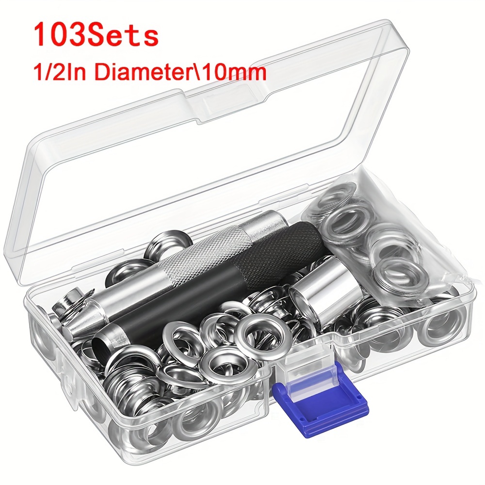 Grommet Kit,103 Sets Grommets Eyelets with 3 Pieces Install Tool Kit For  Tent Awning Eyelet Ring Kit(1/2 Inch Inside Diameter) - AliExpress