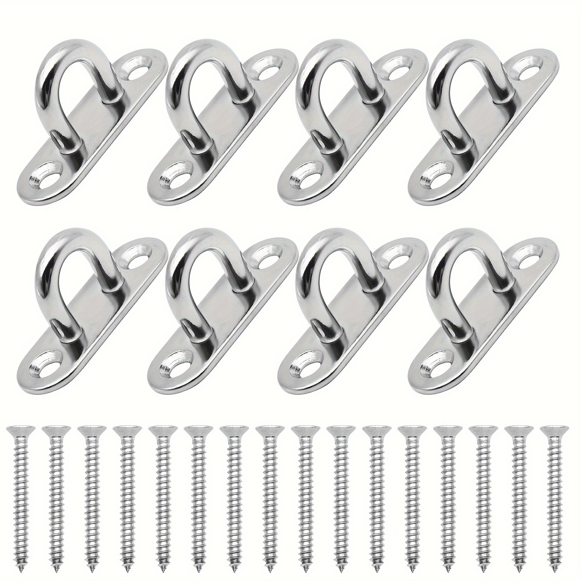 8pcs Fixed Buckle With Screws, Stainless Steel 5mm Durable Wall Mounted  Clip Hook, Metal Fixed Ring Mounting Hook With Screws, For Hanging Items,  Awni