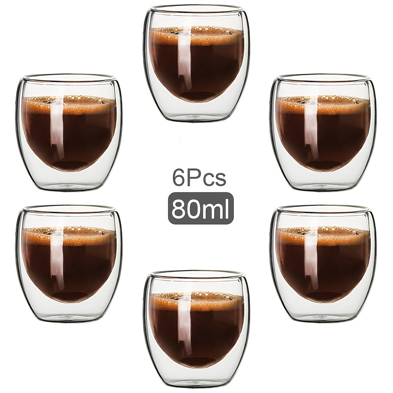 Mfacoy Double Wall Insulated Glasses Espresso Cups Set of 4, 5 oz Clear  Coffee Cups with Handle, Esp…See more Mfacoy Double Wall Insulated Glasses