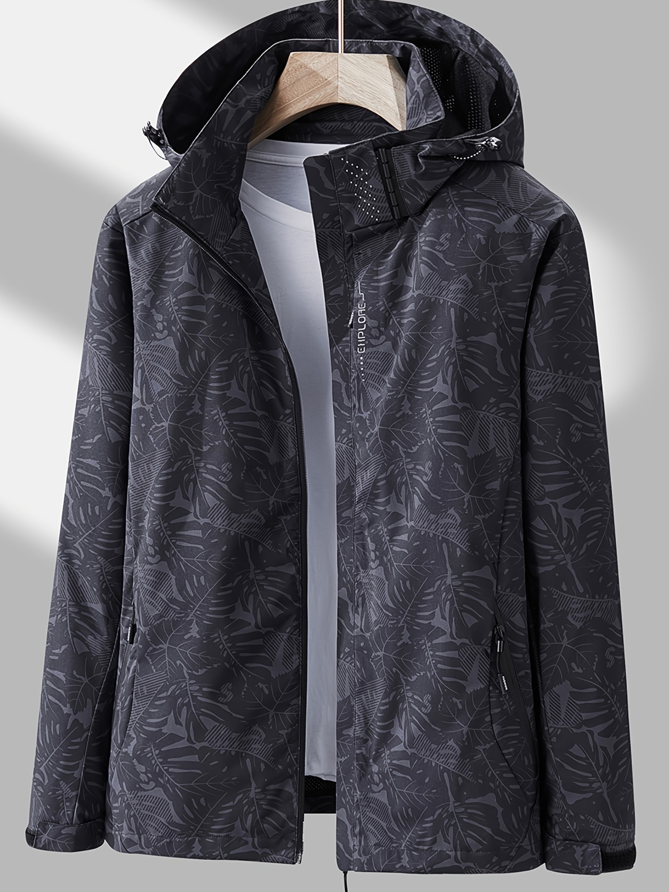 women's camouflage outdoor jacket: windproof & rainproof with removable hood - perfect for outdoor adventures! black 0