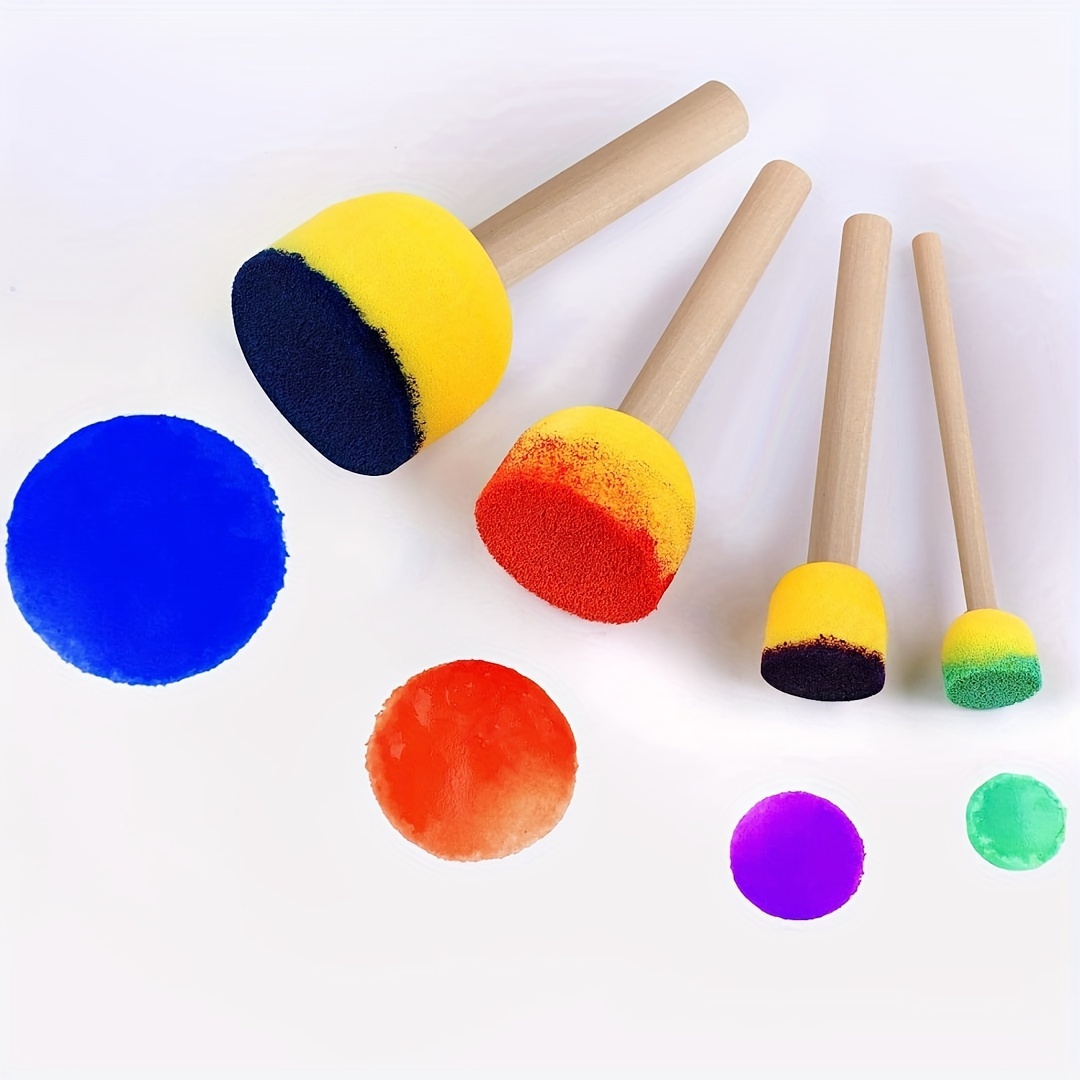 12pcs Round Sponge Brushes For Painting Round Sponge Brushes For Acrylic  Painting Paint Sponges For Students 's Art And Crafts Painting Tools (4