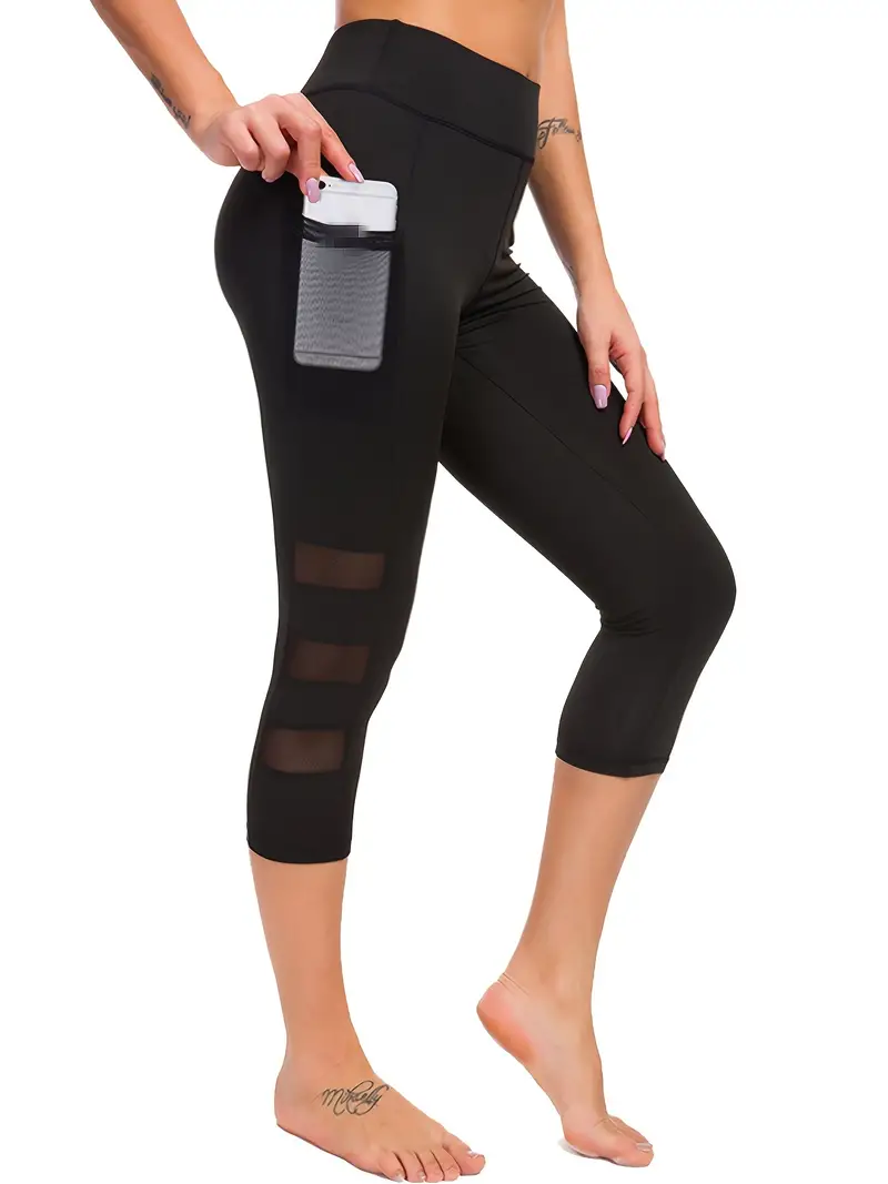 High Waist Yoga Pants Side Pockets Tummy Control Workout - Temu Canada