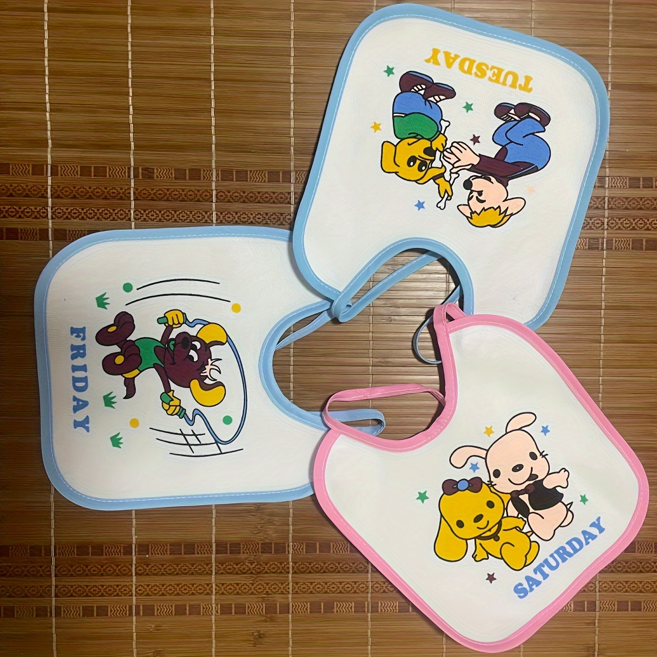 One-Week Non-Repeating, Drawstring High Quality, Washable, Reusable Newborn Burp Cloth