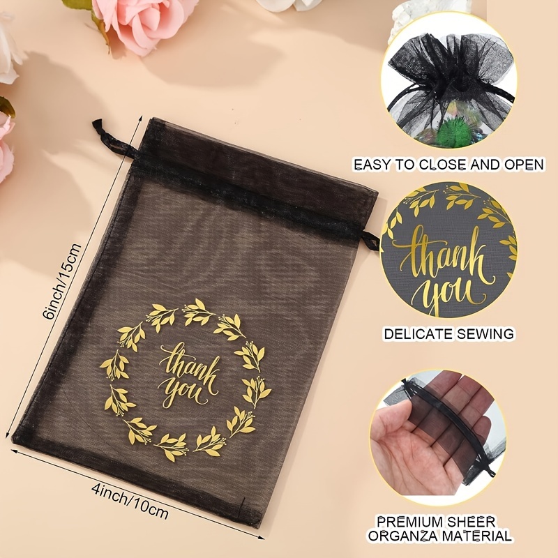 20pcs thank bags sheer organza bags x inch black clear Temu