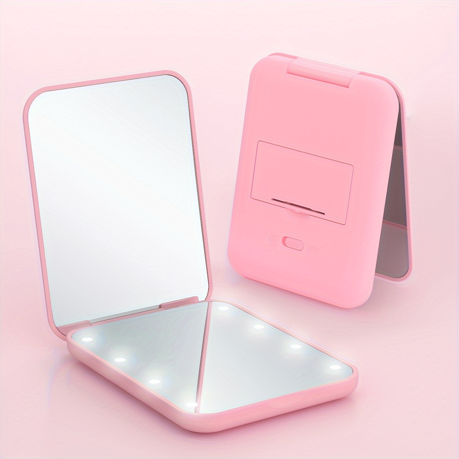 

Pocket Mirror 1x/3x Magnified Led Mini Travel Makeup Mirror, Compact Mirror With Lights, Wallet Mirror, Double-sided, Portable, Folding, Hand-held, Small Lighting Makeup Mirror, Suitable For Gift