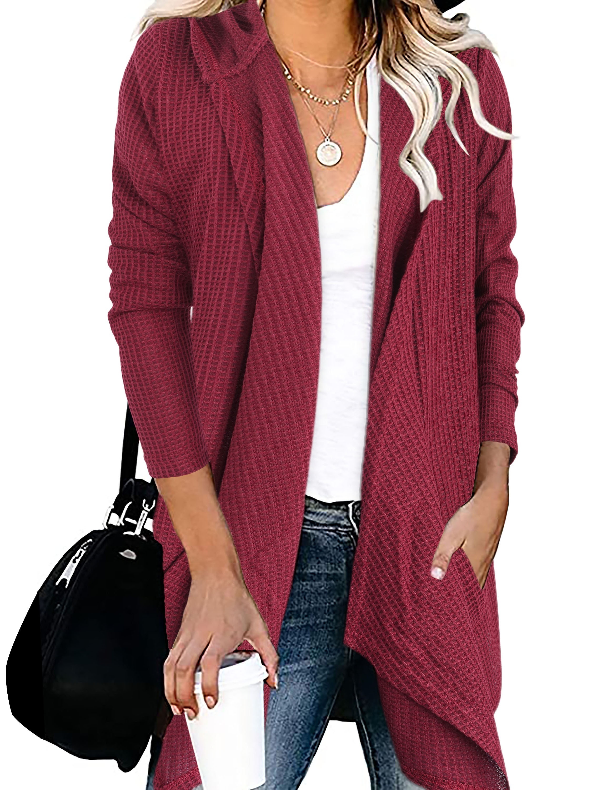 Burgundy on sale waterfall cardigan