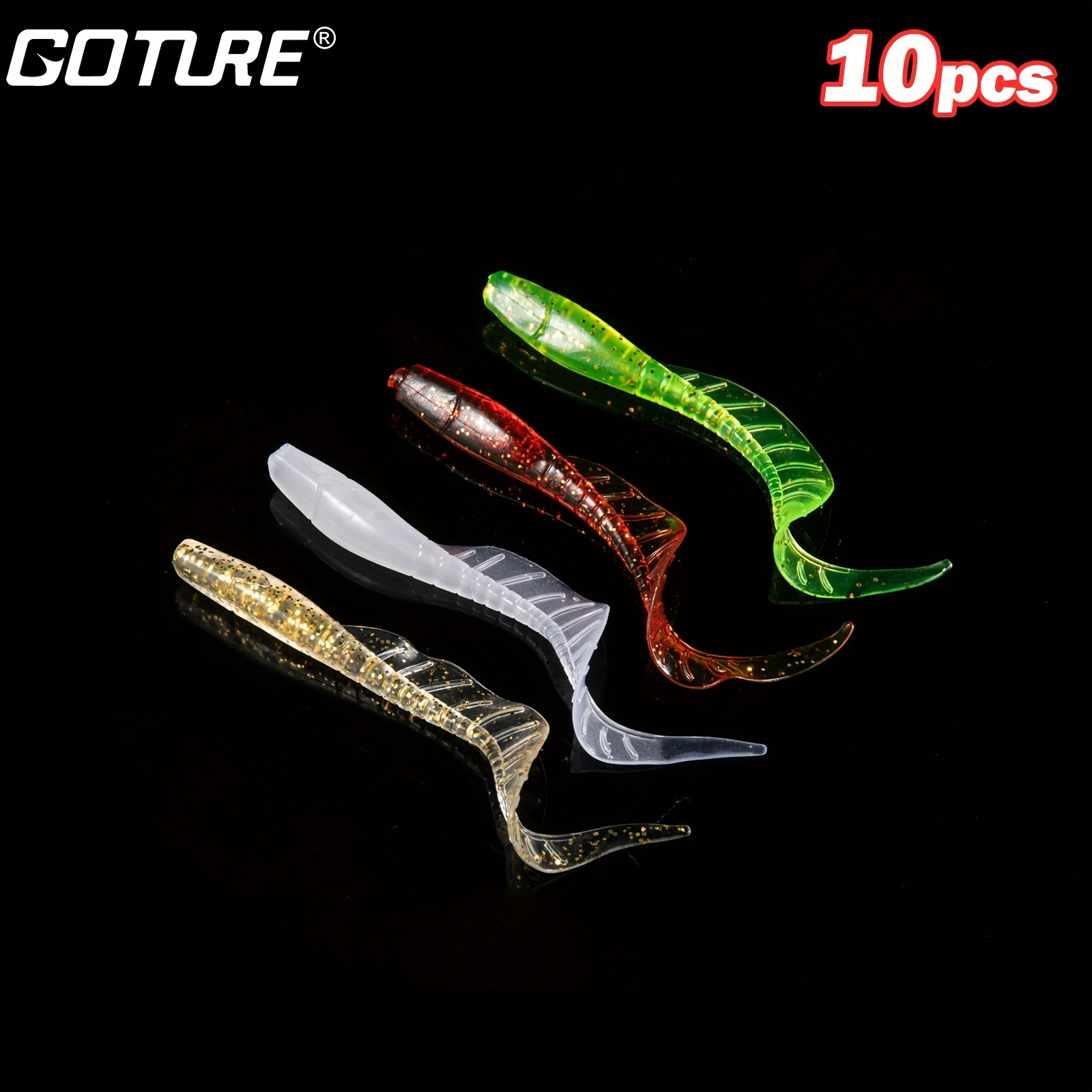 THKFISH 20Pcs/Box Soft Fishing Lure Worm Lure with Swimming Tail Plastic Fishing  Worms Grub Baits for Bass Crappie Walleye