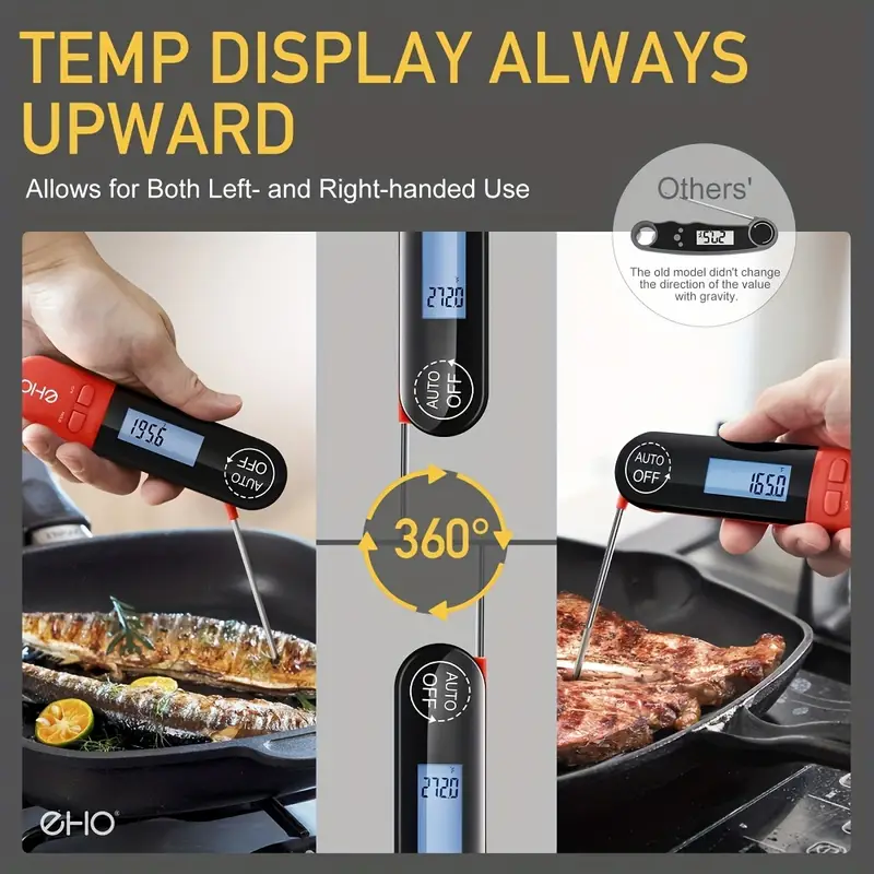 Meat Thermometer 360° Reversible Display Instant Read Food - Temu