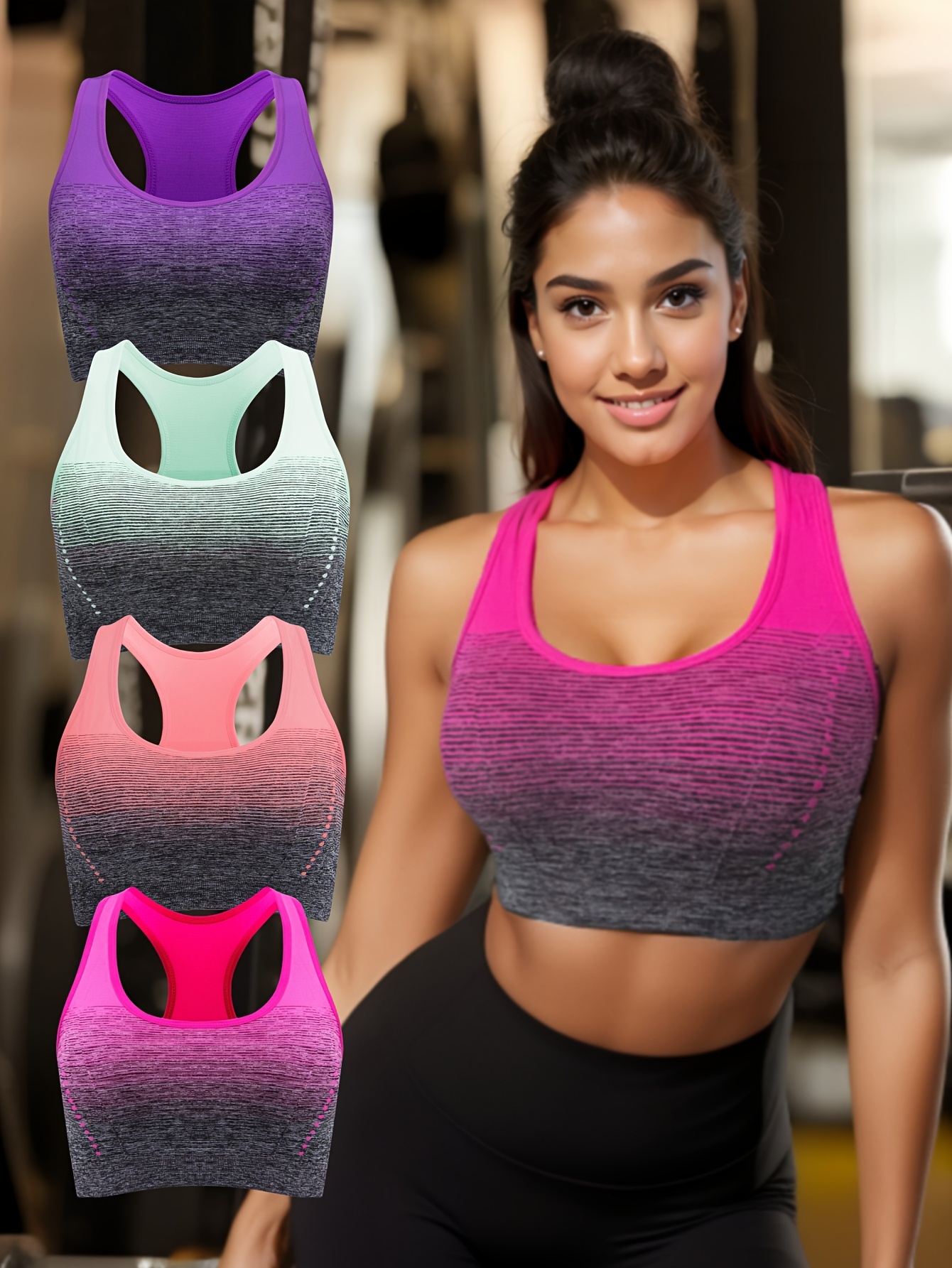 Hot Sale Letter Cross Sports Bra Padded Yoga Absorb Sweat Shockproof Sport  Bra Tops Gym Running Fitness Women Push Up Bra