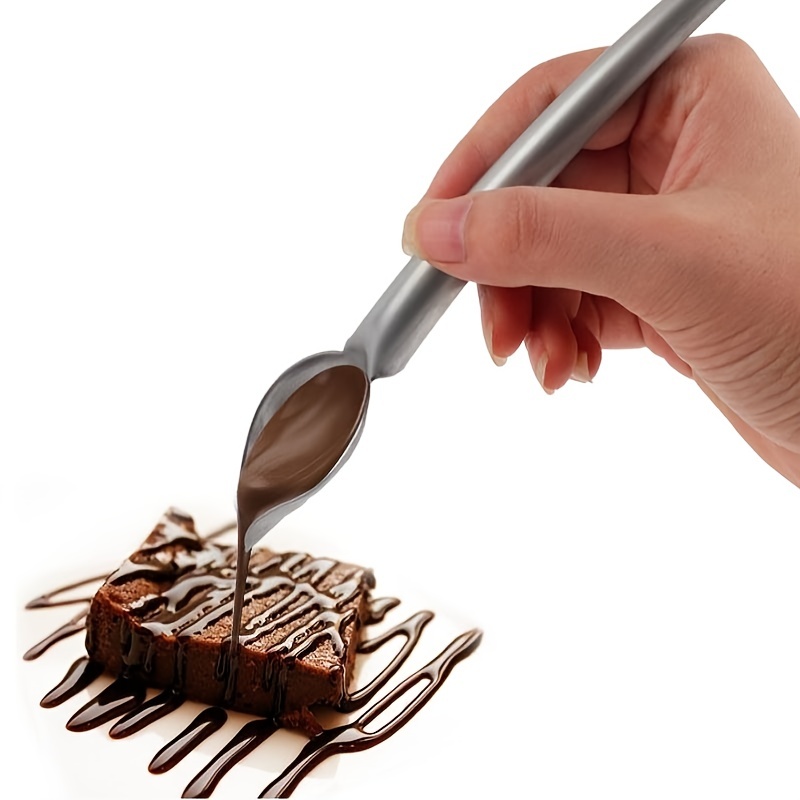 1pc Stainless Steel Chocolate Cream Sauce Pencil Spoon For Coffee ...