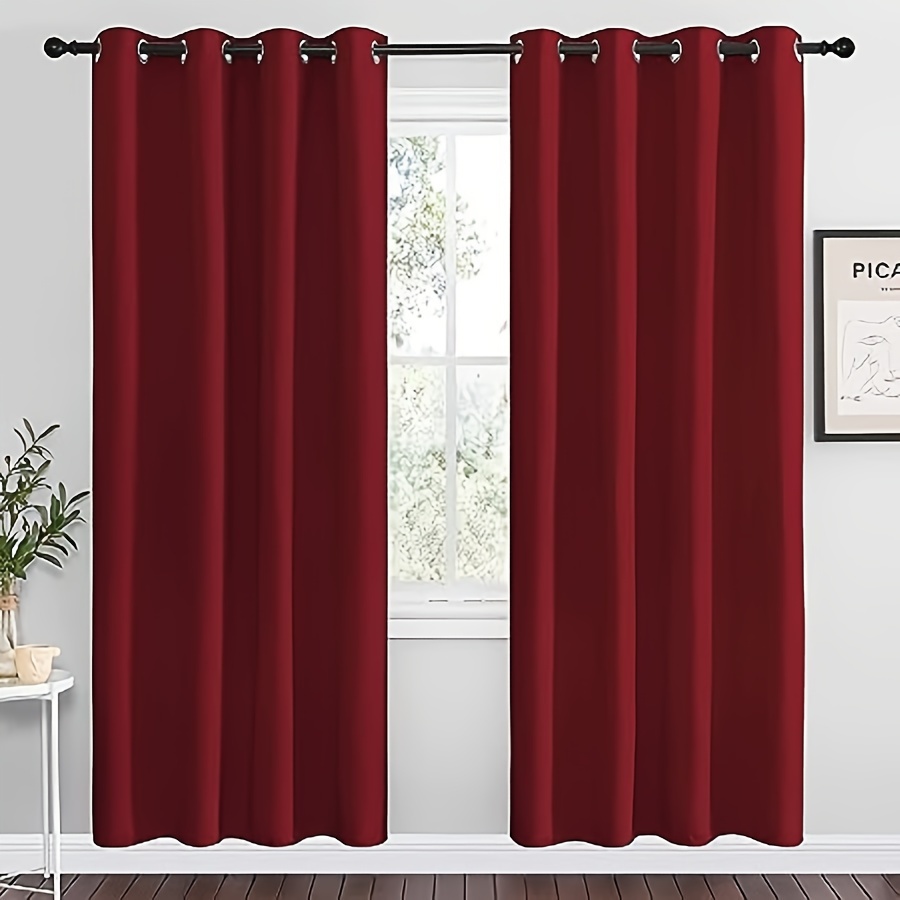 1pc Cortina Puerta Opaca Color Sólido Negro Cortinas Opacas - Temu