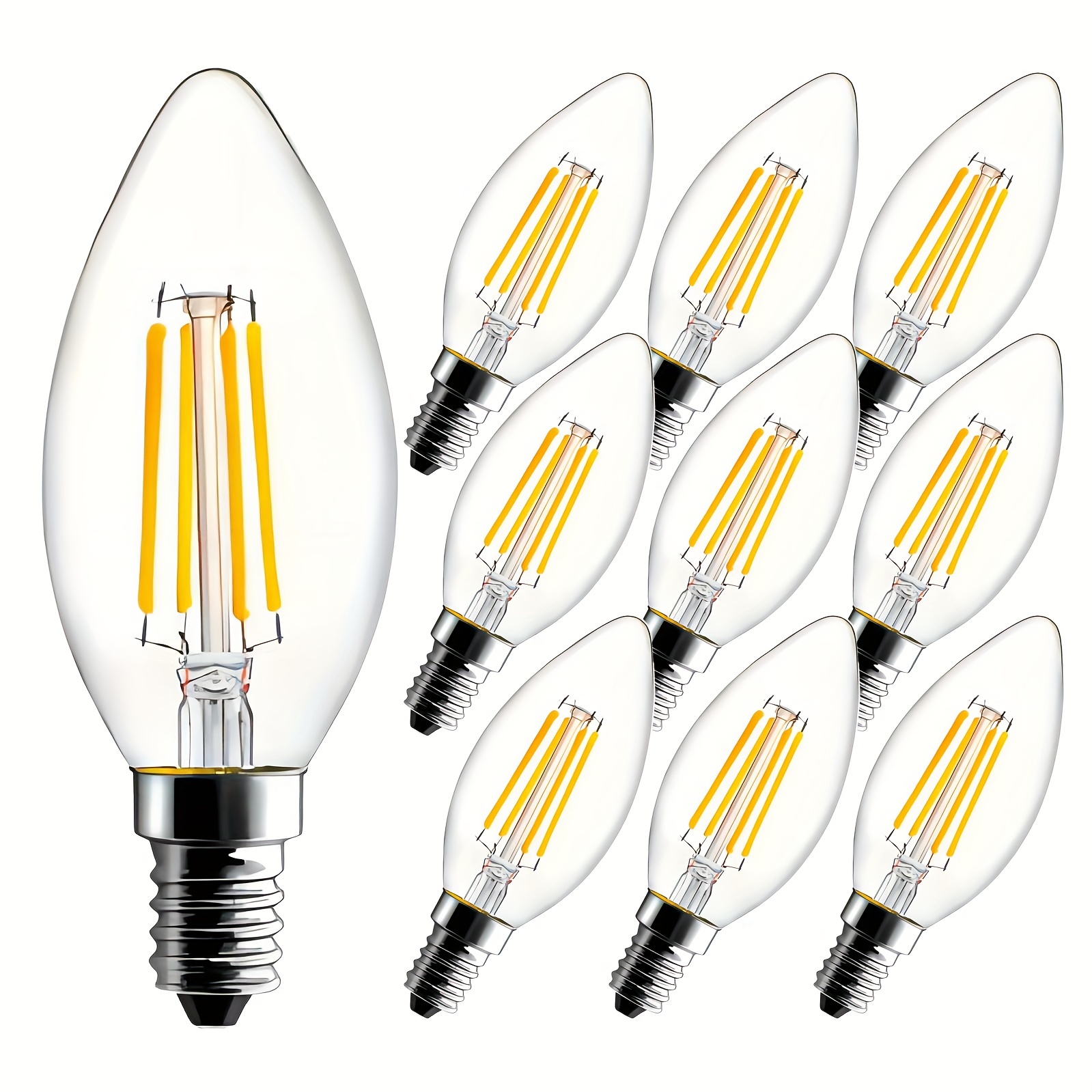 6 Pack, 6W G45 E12 Base Candelabra LED Bulbs Dimmable, 2700K Warm White,  Vintage Edison Glass LED Bulb 50W 60W Equivalent 2700K Warm White Lamp For  Ho