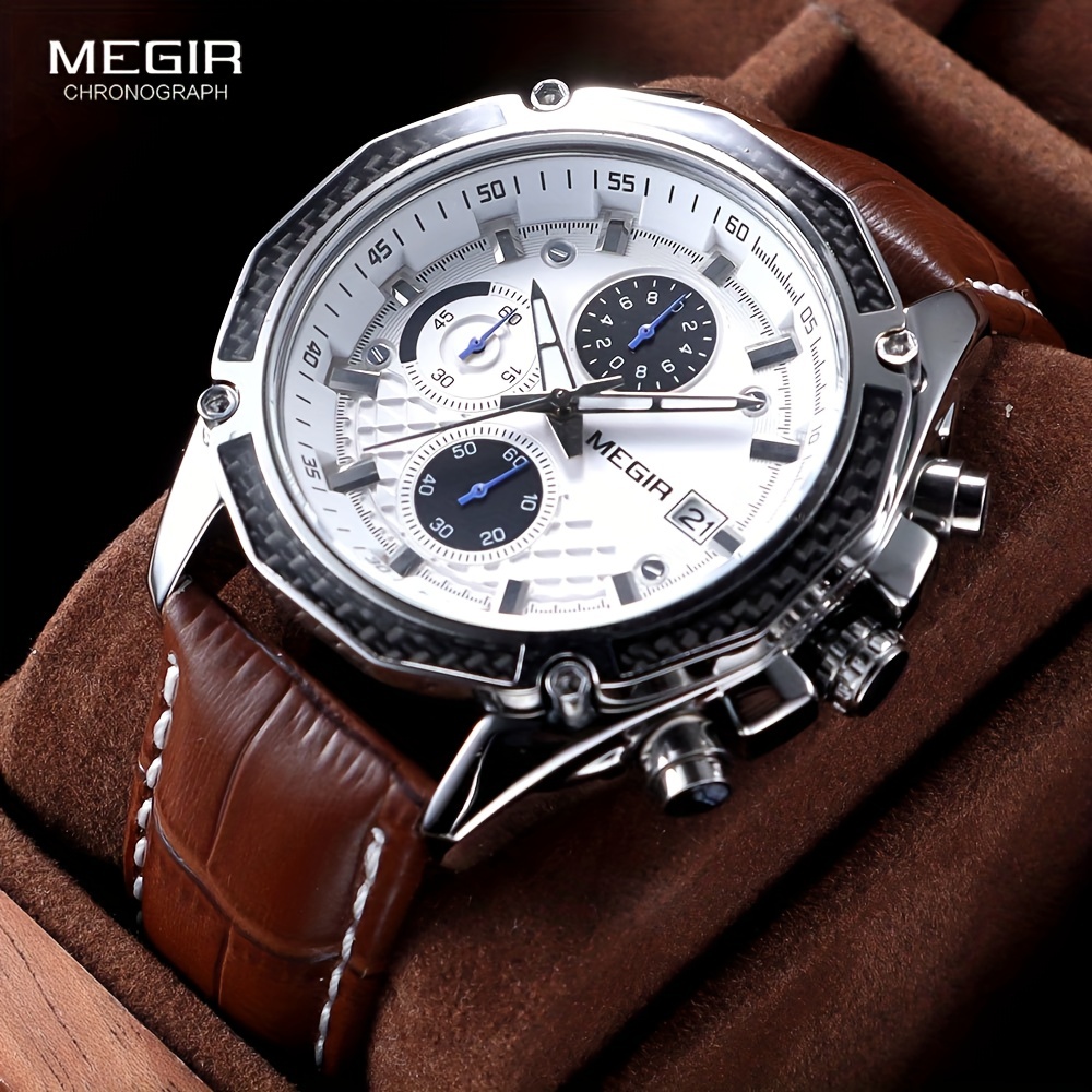 

Quartz Genuine Leather Watches Racing Men Students Game Run Chronograph Watch Male Glow Hands For Man
