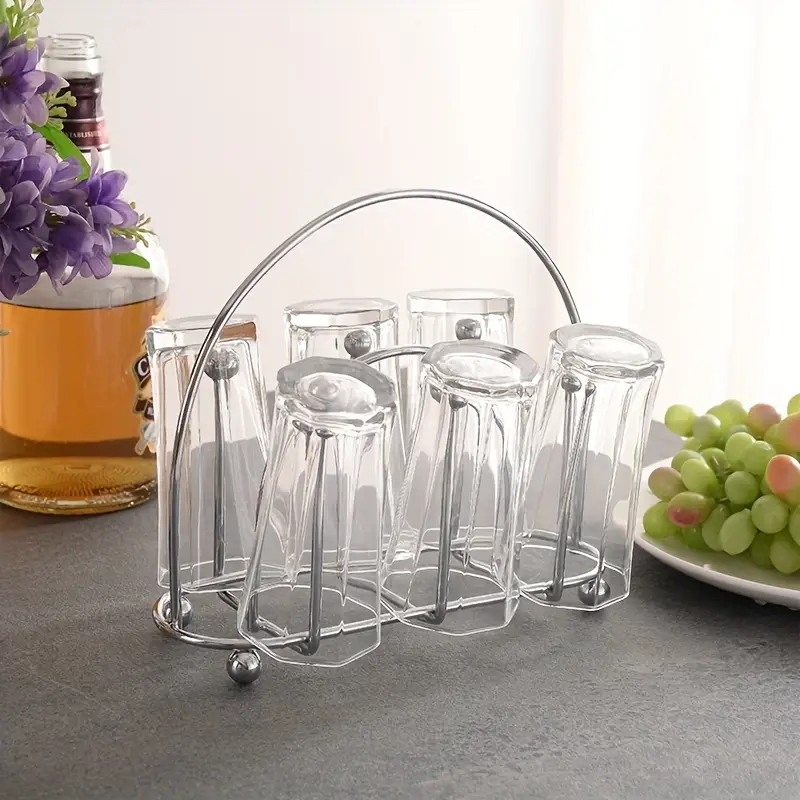 Stylish Metal Bottle Drying Rack With 6 Cup Holders And Handle - Perfect  For Glasses, Coffee Mugs, And More - Easy To Clean And Dishwasher Safe -  Temu