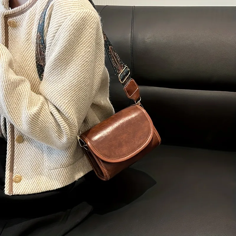 Women's Brown Leather Flap Square Shoulder Bag Mini Crossbody Bag