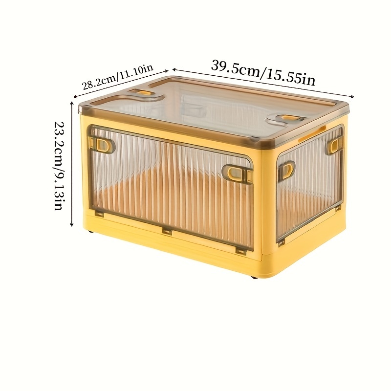 Transparent Folding Storage Box for Clothing Books Four Sided Open