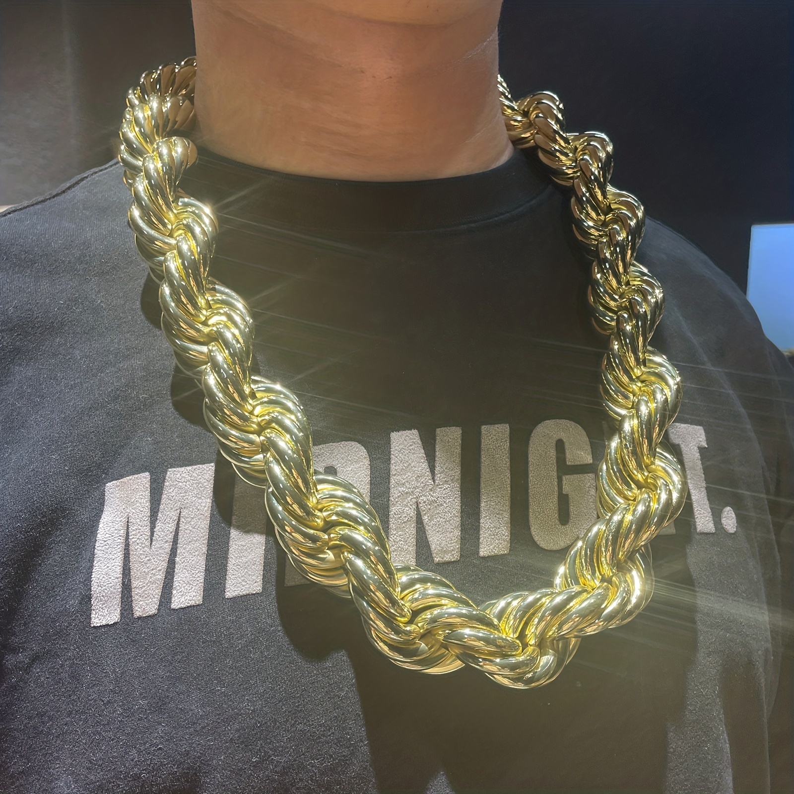 Thick Links Chain Necklace 18k Gold Plated Bold Links Cable 