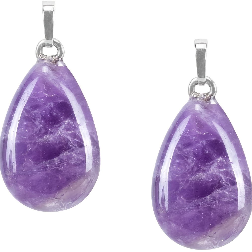 Amethyst Water Drop Pendant Necklace for Positive Energy